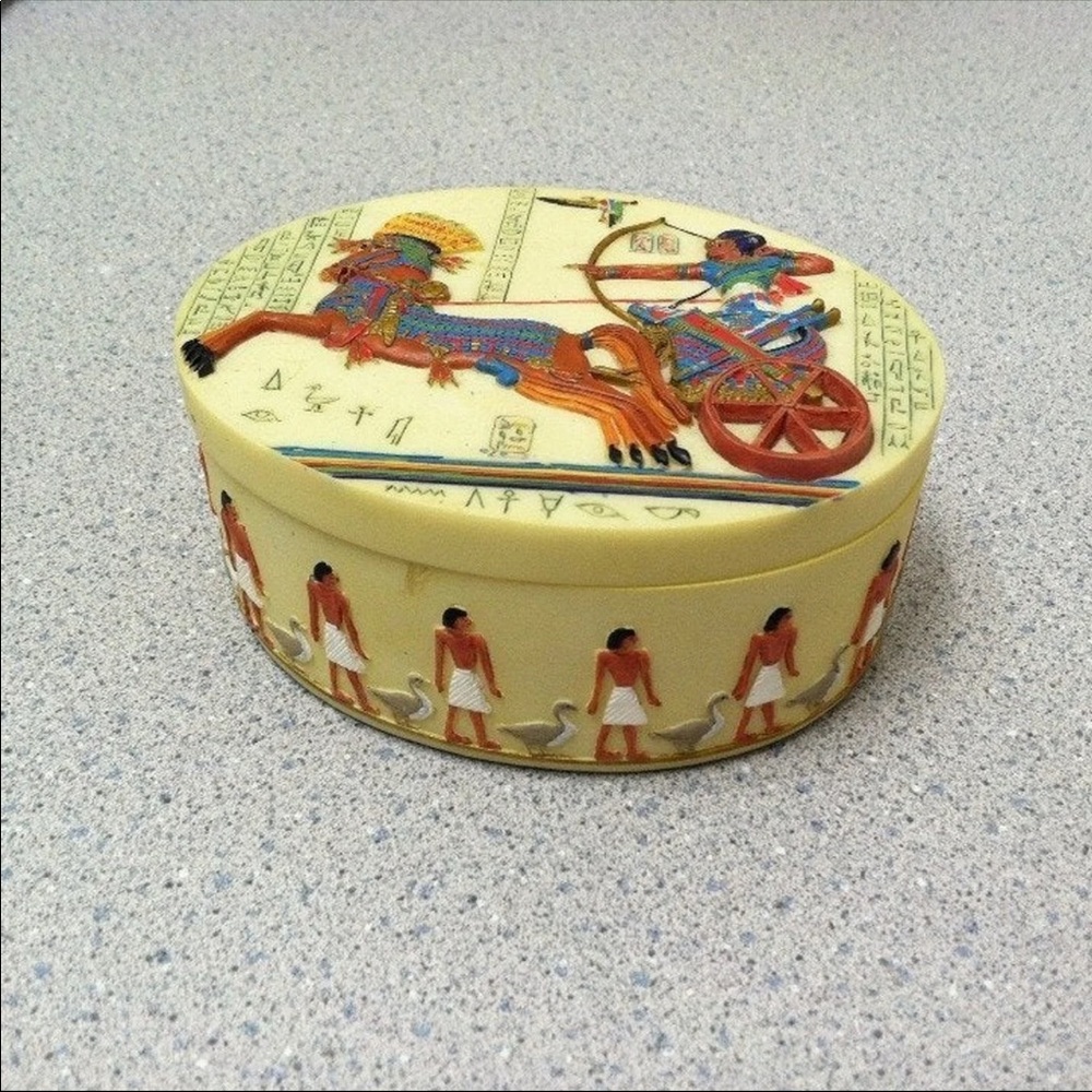 Egyptian Porcelain Oval Jewelry Box